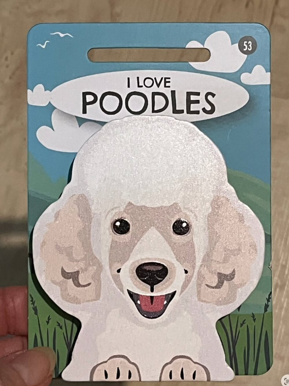I LOVE POODLES Pet & Critter Wooden Bag Clip, Fridge Magnet NWT